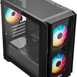 Gabinete Balam Rush Carbono Crystal 4000C Negro, Micro-ATX/Mini-ITX, Cristal Templado, USB Type-C, 3 Ventiladores ARGB, sin Fuente