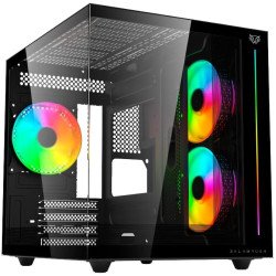 Gabinete Balam Rush Tank Pro EVO GM955 Negro, Micro-ATX/Mini-ITX, Cristal Templado, USB Type-C, 3 Ventiladores RGB, sin Fuente