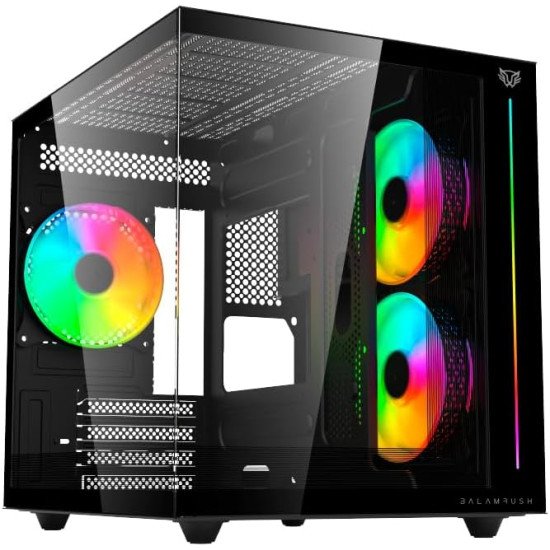 Gabinete Balam Rush Tank Pro EVO GM955 Negro, Micro-ATX/Mini-ITX, Cristal Templado, USB Type-C, 3 Ventiladores RGB, sin Fuente