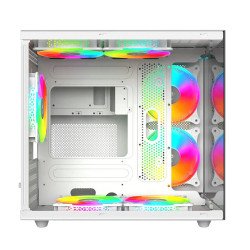 Gabinete Balam Rush Tank Pro EVO GM955 Blanco, Micro-ATX/Mini-ITX, Cristal Templado, USB Type-C, 3 Ventiladores RGB, sin Fuente