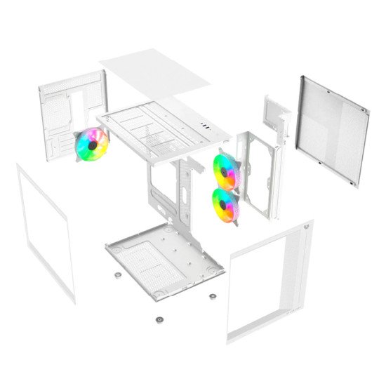 Gabinete Balam Rush Tank Pro EVO GM955 Blanco, Micro-ATX/Mini-ITX, Cristal Templado, USB Type-C, 3 Ventiladores RGB, sin Fuente Gabinete Balam Rush Tank Pro EVO GM955 Blanco, Micro-ATX/Mini-ITX, Cristal Templado, USB Type-C, 3 Ventiladores RGB, sin Fuente