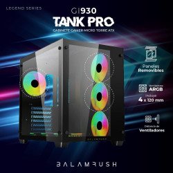 Gabinete Balam Rush Tank Pro GM930 Negro, ATX/Micro-ATX/Mini-ITX, Cristal Templado, USB 3.0, 4 Ventiladores RGB, sin Fuente