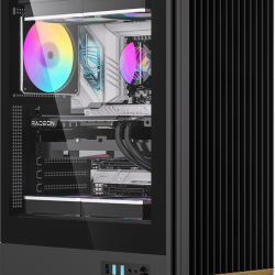 Gabinete Formula V Line Timberline T1 Black Wood, ATX/Micro-ATX/Mini-ITX, Cristal Templado, 4 Ventiladores RGB, USB Type-C, sin Fuente