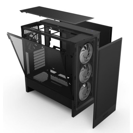 Gabinete NZXT H5 Flow RGB 2024 Negro, ATX/Micro-ATX/Mini-ITX, Cristal Templado, USB 3.2, sin Fuente