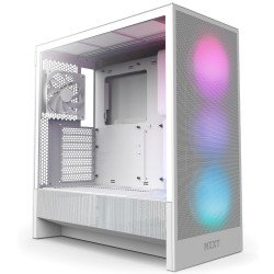 Gabinete NZXT H5 Flow RGB 2024 Blanco, ATX/Micro-ATX/Mini-ITX, Cristal Templado, USB 3.2, sin Fuente