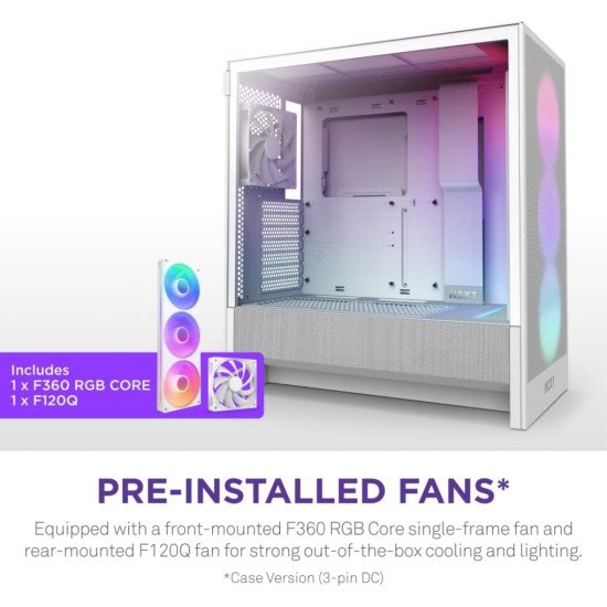 Gabinete NZXT H5 Flow RGB 2024 Blanco, ATX/Micro-ATX/Mini-ITX, Cristal Templado, USB 3.2, sin Fuente Gabinete NZXT H5 Flow RGB 2024 Blanco, ATX/Micro-ATX/Mini-ITX, Cristal Templado, USB 3.2, sin Fuente