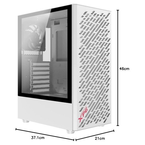 Gabinete XPG Valor Air Blanco, ATX/Micro-ATX/Mini-ITX, Cristal Templado, 4 Ventiladores, USB 3.0, sin Fuente
