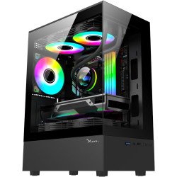 Gabinete Xzeal XZY1 Negro, Micro-ATX/Mini-ITX, Cristal Templado, 3 Ventiladores RGB, USB 3.0, sin Fuente