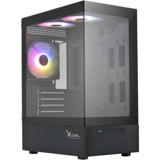 Gabinete Xzeal XZY1 Negro, Micro-ATX/Mini-ITX, Cristal Templado, 3 Ventiladores RGB, USB 3.0, sin Fuente