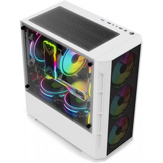 Gabinete Yeyian Haizen 2500 White  3 Ventiladores RGB Micro-ATX/Mini-ITX, Cristal Templado, USB 3.0, sin Fuente