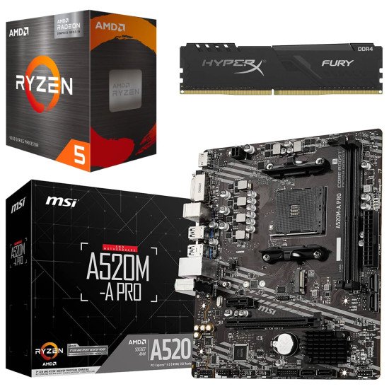 Kit Actualización AMD Ryzen 5 5600GT + Tarjeta Madre A520M + Ram 32Gb DDR4 Kit Actualización AMD Ryzen 5 5600GT + Tarjeta Madre A520M + Ram 32Gb DDR4