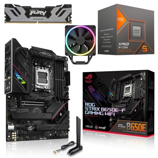 Kit Actualización AMD Ryzen 5 8600G + Disipador + Gráficos Radeon 760M+ Tarjeta ROG Strix B650E-F WI-FI + Bluetooth + Ram 48Gb DDR5 Kit Actualización AMD Ryzen 5 8600G + Disipador + Gráficos Radeon 760M+ Tarjeta ROG Strix B650E-F WI-FI + Bluetooth + Ram 48Gb DDR5