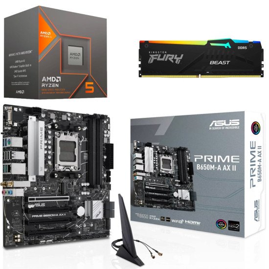 Kit Actualización AMD Ryzen 5 8600G + Gráficos Radeon 760M+ Tarjeta B650M WI-FI Bluetooth + Ram 32Gb DDR5 Kit Actualización AMD Ryzen 5 8600G + Gráficos Radeon 760M+ Tarjeta B650M WI-FI Bluetooth + Ram 32Gb DDR5
