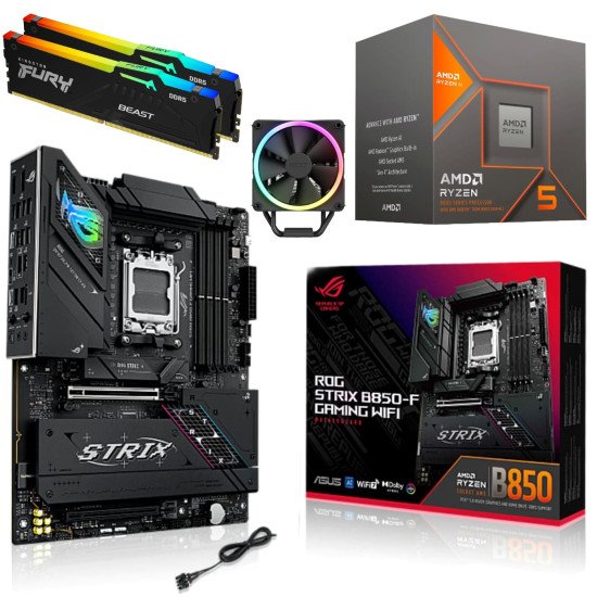 Kit Actualización AMD Ryzen 5 8600G + Disipador + Gráficos Radeon 760M+ ROG Strix B850-F WI-FI Bluetooth + Ram 64Gb DDR5 Kit Actualización AMD Ryzen 5 8600G + Disipador + Gráficos Radeon 760M+ ROG Strix B850-F WI-FI Bluetooth + Ram 64Gb DDR5