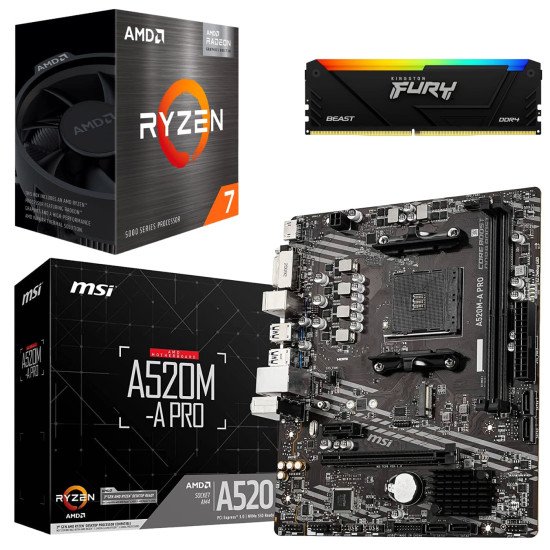 Kit Actualización AMD Ryzen 7 5700G + Tarjeta Madre A520M + Ram 16Gb DDR4 Kit Actualización AMD Ryzen 7 5700G + Tarjeta Madre A520M + Ram 16Gb DDR4