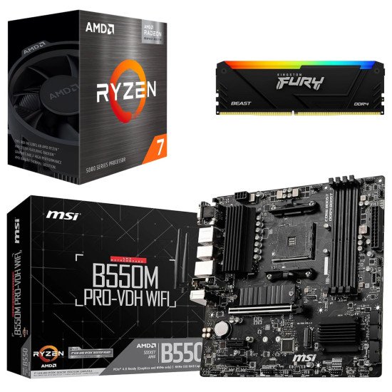 Kit Actualización AMD Ryzen 7 5700G + Tarjeta Madre B550M WI-FI Bluetooth + Ram 16Gb DDR4 Kit Actualización AMD Ryzen 7 5700G + Tarjeta Madre B550M WI-FI Bluetooth + Ram 16Gb DDR4