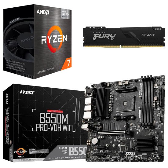 Kit Actualización AMD Ryzen 7 5700G + Tarjeta Madre B550M WI-FI Bluetooth + Ram 32Gb DDR4 Kit Actualización AMD Ryzen 7 5700G + Tarjeta Madre B550M WI-FI Bluetooth + Ram 32Gb DDR4