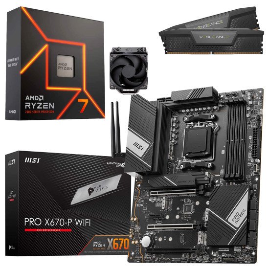 Kit Actualización AMD Ryzen 7 7700X + Disipador Hyper 212 + Tarjeta X670-P WIFI + Ram 32Gb DDR5