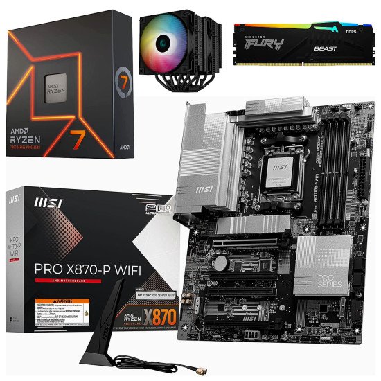 Kit Actualización AMD Ryzen 7 7700X + Disipador + Tarjeta Madre X870 Wi-Fi Bluetooth + Ram 32Gb DDR5 Kit Actualización AMD Ryzen 7 7700X + Disipador + Tarjeta Madre X870 Wi-Fi Bluetooth + Ram 32Gb DDR5