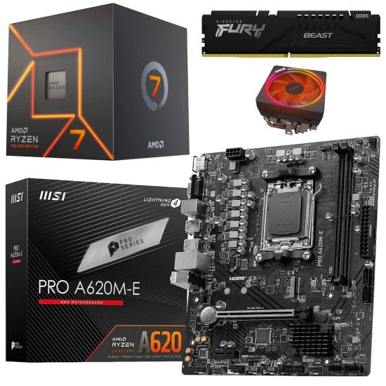 Kit Actualización AMD Ryzen 7 7700 + Tarjeta Madre A620M + Memoria Ram 16Gb DDR5 Kit Actualización AMD Ryzen 7 7700 + Tarjeta Madre A620M + Memoria Ram 16Gb DDR5