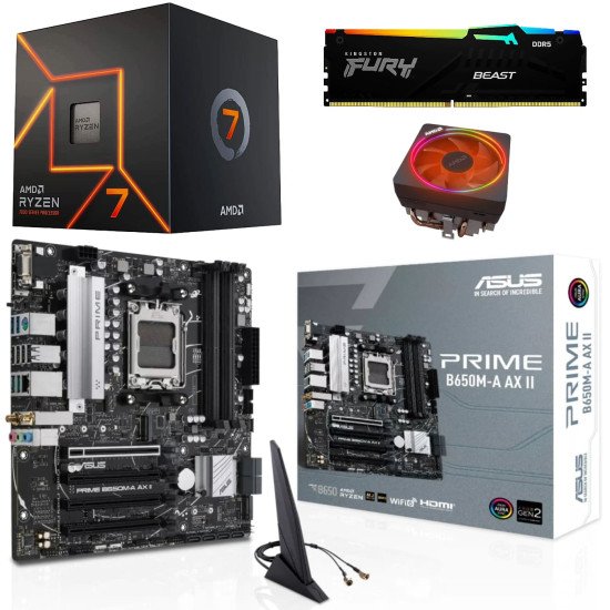 Kit Actualización AMD Ryzen 7 7700 + Tarjeta Madre B650M-A WI-FI Bluetooth + Memoria Ram 32Gb DDR5 Kit Actualización AMD Ryzen 7 7700 + Tarjeta Madre B650M-A WI-FI Bluetooth + Memoria Ram 32Gb DDR5