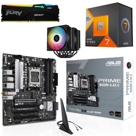 Kit Actualización AMD Ryzen 7 7800X3D + Disipador + Tarjeta Madre B650M Wi-Fi Bluetooth + Ram 32Gb DDR5 Kit Actualización AMD Ryzen 7 7800X3D + Disipador + Tarjeta Madre B650M Wi-Fi Bluetooth + Ram 32Gb DDR5