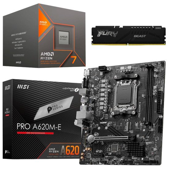 Kit Actualización AMD Ryzen 7 8700G + Gráficos Radeon 780M+ Tarjeta A620M + Ram 16Gb DDR5