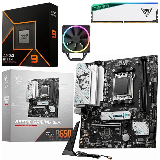Kit Actualización AMD Ryzen 9 9900X + Disipador + Tarjeta Madre B650M Wi-Fi Bluetooth + Ram 32Gb DDR5
