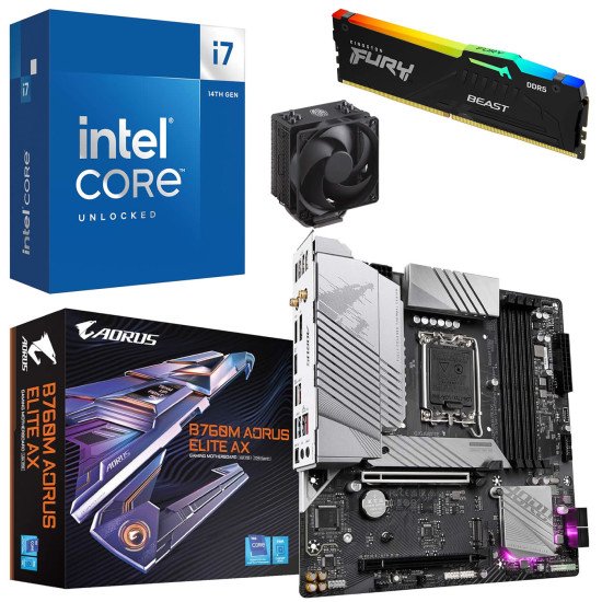 Kit Actualización Intel Core i7 14700K + Disipador Hyper 212 + Tarjeta B760M Aorus WIFI + Ram 32Gb DDR5