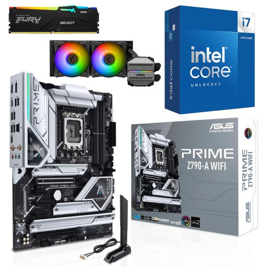 Kit Actualización Intel Core i7 14700K + Enfriamiento Liquido + Tarjeta Madre Z790-A WIFI + Ram 32Gb DDR5