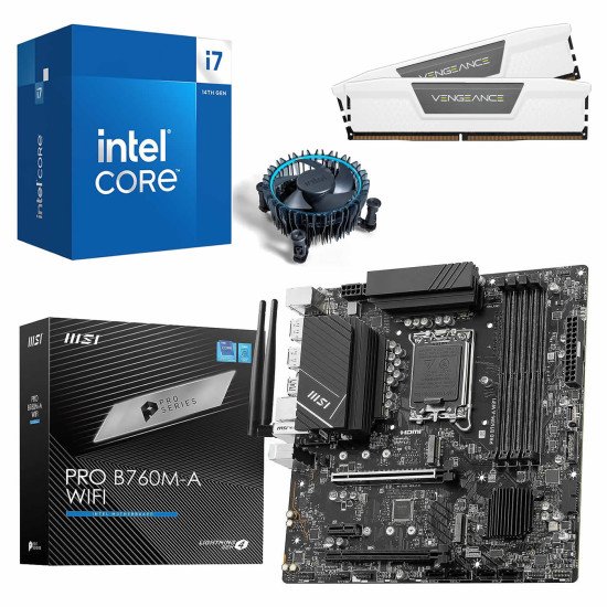 Kit Actualización Intel Core i7 14700 + Tarjeta Madre B760M-A WIFI + Ram Dual 32Gb DDR5