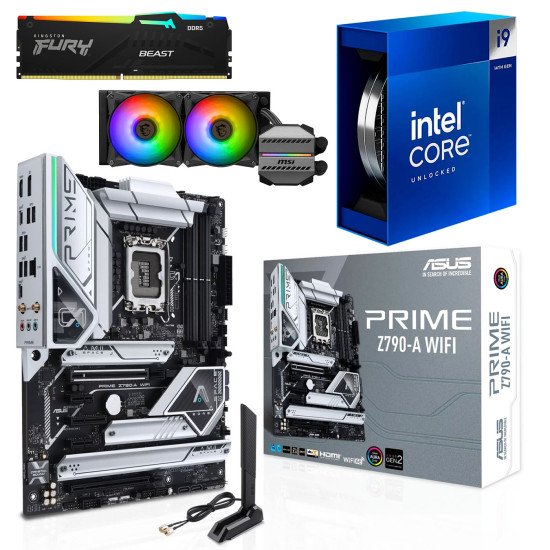 Kit Actualización Intel Core i9 14900K + Enfriamiento Liquido 240mm + Tarjeta Z790-A WIFI + Ram 32Gb DDR5