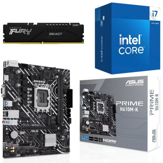 Kit Actualización Intel Core i7 14700 + Tarjeta Madre H610M + Ram 16Gb DDR5 Kit Actualización Intel Core i7 14700 + Tarjeta Madre H610M + Ram 16Gb DDR5