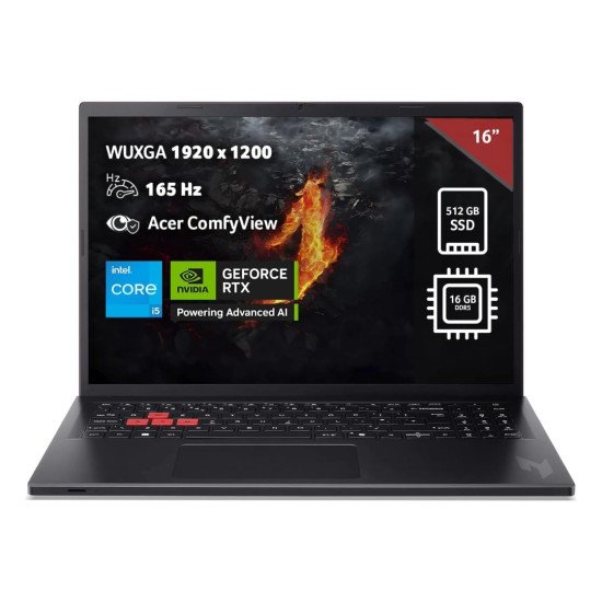 Laptop Acer Nitro Lite 16, Intel Core i5 13420H, 8 Núcleos, Ram 16Gb DDR5, M.2 512Gb, Geforce RTX 4050 6Gb, Pantalla 16" 165 Hz, W11 Home
