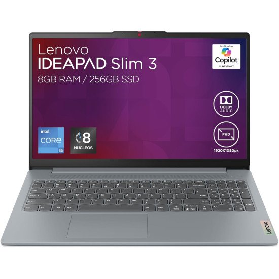 Laptop Lenovo IdeaPad Slim 3, Intel Core i5 12450H 8 Núcleos, Ram 8Gb DDR5, M.2 512Gb, Gráficos Intel UHD, Pantalla 15.6" FHD, W11 Home Laptop Lenovo IdeaPad Slim 3, Intel Core i5 12450H 8 Núcleos, Ram 8Gb DDR5, M.2 512Gb, Gráficos Intel UHD, Pantalla 15.6" FHD, W11 Home