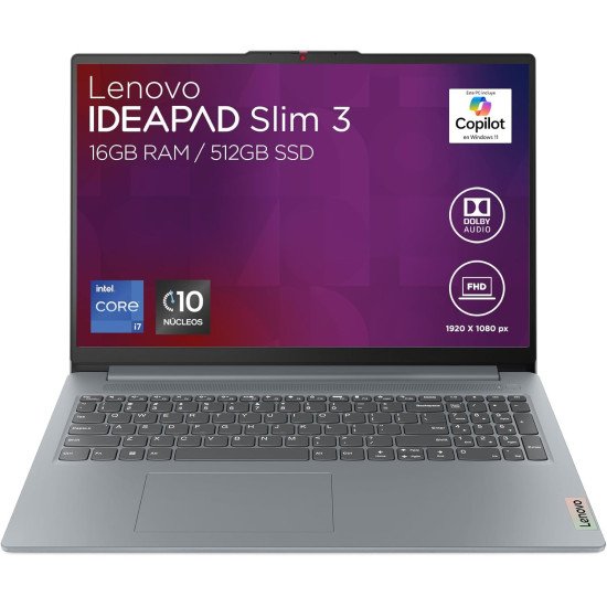 Laptop Lenovo IdeaPad Slim 3i, Intel Core i7 13260H 10 Núcleos, Ram 16Gb DDR5, M.2 512Gb, Gráficos Intel UHD, Pantalla 15.6" FHD, W11 Home Laptop Lenovo IdeaPad Slim 3i, Intel Core i7 13260H 10 Núcleos, Ram 16Gb DDR5, M.2 512Gb, Gráficos Intel UHD, Pantalla 15.6" FHD, W11 Home