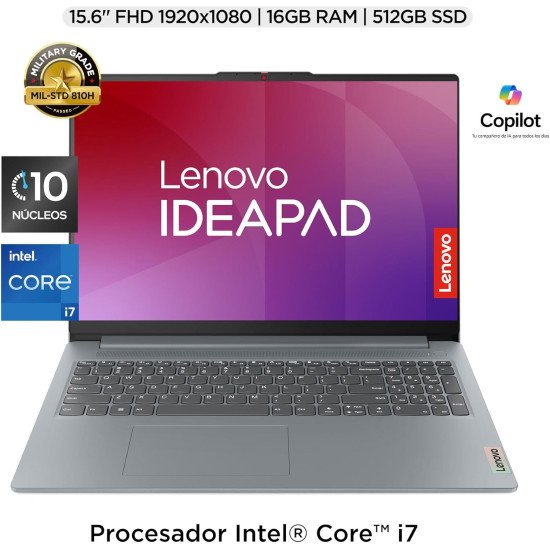 Laptop Lenovo IdeaPad Slim 3i, Intel Core i7 13260H 10 Núcleos, Ram 16Gb DDR5, M.2 512Gb, Gráficos Intel UHD, Pantalla 15.6" FHD, W11 Home Laptop Lenovo IdeaPad Slim 3i, Intel Core i7 13260H 10 Núcleos, Ram 16Gb DDR5, M.2 512Gb, Gráficos Intel UHD, Pantalla 15.6" FHD, W11 Home