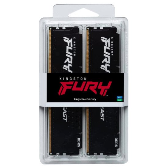Memoria Ram Kingston Fury Beast Black Kit (32Gb x 2), 64Gb 6400 Mhz DDR5 Memoria Ram Kingston Fury Beast Black Kit (32Gb x 2), 64Gb 6400 Mhz DDR5