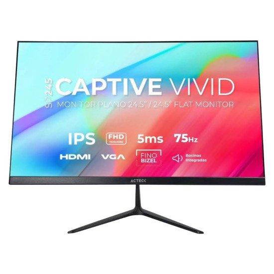 Monitor Led Acteck Captive Vivid SP245 24.5", Full HD 1920x1080, Panel IPS, 75 Hz, VGA/HDMI