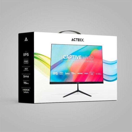 Monitor Led Acteck Captive Vivid SP245 24.5", Full HD 1920x1080, Panel IPS, 75 Hz, VGA/HDMI