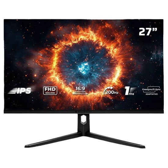 Monitor Led Balam Rush Hyper Nova MHN27Y 27", Plano, Full HD, Panel IPS, 200 Hz, 1 Ms, HDMI/DP