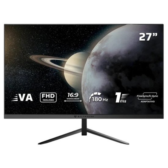 Monitor Led Balam Rush Titan MTG27Y 27", Plano, Full HD, Panel VA, 180 Hz, 1 Ms, HDMI/DP/USB
