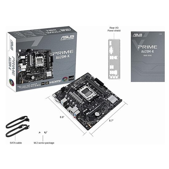 Tarjeta Madre Asus Prime A620M-K, AMD, Socket AM5